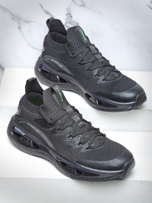 Abros EDDARD Athleisure Cultured Round-Toe Shape & Hyperfuse Technology Running Shoes For Men(Black , 6)