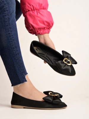 SHOETOPIA Girls Slip on Ballerinas(Black, 12-13 Years)