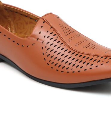 Groofer Groofer Stylish Nagra Juttis For Men's Party Wear For Men(Tan , 7)