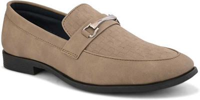 HERE&NOW Black Horsebit Formal Stylish Driving Shoes For Men(Beige , 6)