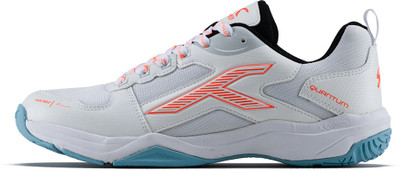 Hundred Quantum Badminton Shoes For Men(White, Orange , 8)