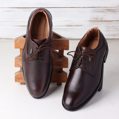 FOR-B FOR-B MEN'S PREMUIM LEATHER DERBY SHOES/FORMAL LACE UP DRESS SHOES Outdoors For Men(Brown , 9)