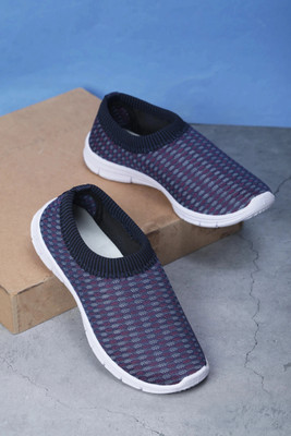 Footox Casual Shoes Sneakers For Women(Navy, Red , 6)