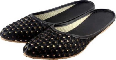 PADMAJA Ethnic Mule For Women(Black , 8)