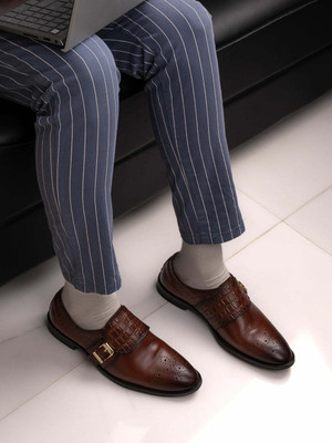 LABOTTE Monk Strap For Men(Brown , 7)