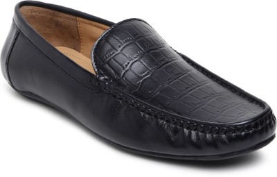 Teakwood Leathers Men Black Texture Genuine Leather Loafers Loafers For Men(Black , 10)