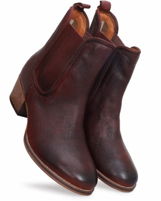 PILLAA Versatile Stylish Slip-On Ankle Boots For Women(Brown , 42)