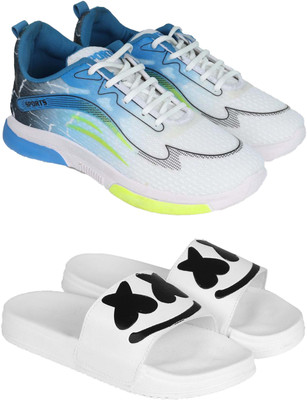 ABN Men's Lightweight Running Shoes – Comfortable, Stylish Casual Shoes for Walking Casuals For Men(White, Blue, Black , 10)