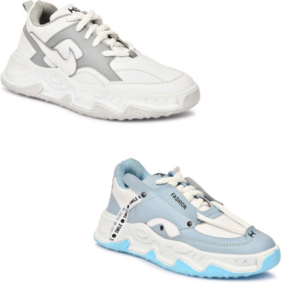 Hida Comfort Fit Sports Shoes for Gym & Outdoor Wrestling Shoes For Men(Grey, Blue , 8)
