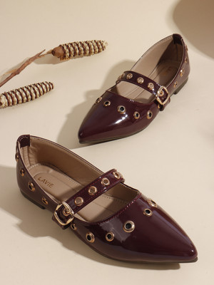 LAVIE Embellished Party Wear Women Buckle Ballerina Bellies For Women(Maroon , 7)