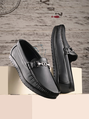 Bucik Bucik Men Comfortable Lightweight Slip On Loafers Loafers For Men(Black , 9)