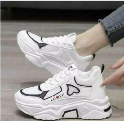 MEGPAR Sneakers For Women(Black, White , 7)