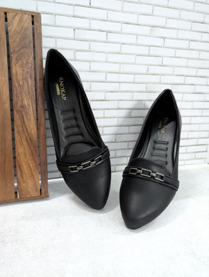 KNOKAP Slip-On Comfortable Casual Ballerinas | Soft Cushioned Footbed | Anti-Skid Sole Bellies For Women(Black , 5)