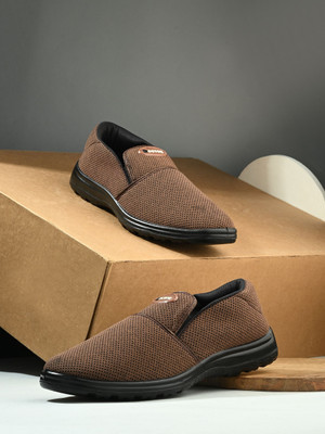 Footup Newly Launch Knit Upper Bellies for Men |Casuals|Comfortable|Flexible|Breathable Bellies For Men(Brown , 10)