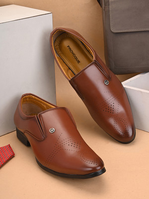 PROVOGUE Black Formal Shoes |Official Shoes |College Shoes |Office Wear Shoes Slip On For Men(Tan , 8)