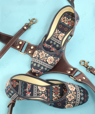 Zoyi Textile Print Ethnic Juti & Mojari || Soft & Comfortable Bellies For Women(Blue , 6)