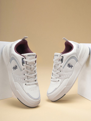 RED TAPE White Sneakers for Man | Lifestyle Shoes for Boys | Comfortable Shoes | Trendy Sneakers For Men(White, Maroon , 9)