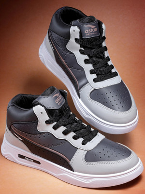 asian Casual Sneaker Shoes | Soft Cushioned Insole | Boston-11 High Tops For Men(Grey , 9)