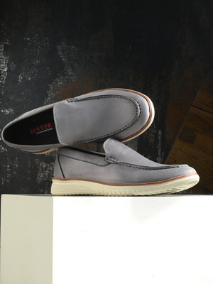 Server Men's PU Synthetic Leather Loafers For Men(Grey , 8)