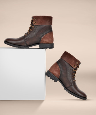 Allen Cooper Genuine Premium Leather Luxury High-Top Ankle Boots For Men(Brown , 8)