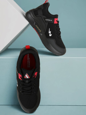 CAMPUS EUROPA Men's Sports Shoes | Comfortable Insole | Anti-Slip Sole Design | Lace-Up Training & Gym Shoes For Men(Black , 8)