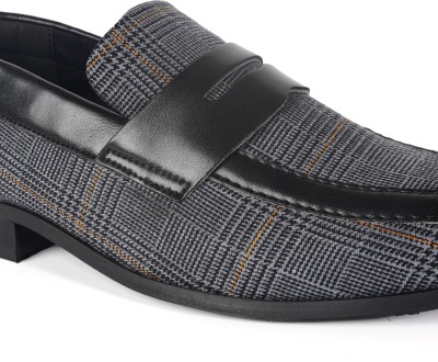 MONKSTORY Raro Plaid Fabric Slip-Ons - Black, 9 For Men(Black , 9)