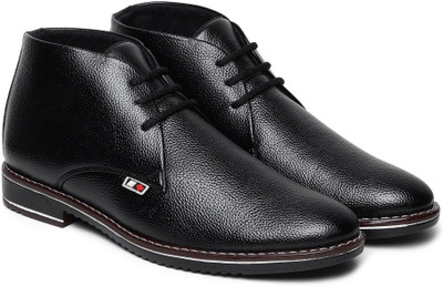 Zixer Leather Ankle Formal Shoes Men || Office Long Shoes For Men || Chukka Boots Men Lace Up For Men(Black , 10)
