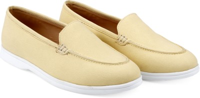 BXXY Premium Vegan Suede Slip-ons for Women Loafers For Women(Yellow , 6)