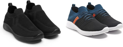 Face Stylish Sports Shoes for Men – Ideal for Running, Gym & Training Sneakers For Men(Navy, Black, Orange, Black , 10)