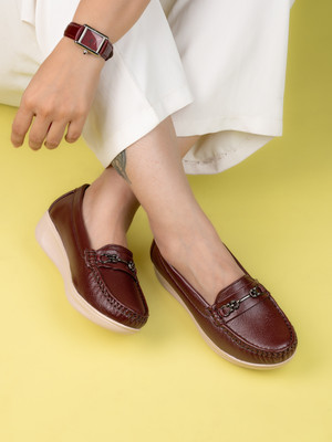 VEEFOX Loafers For Women(Brown , 8)