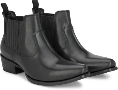 CARLO ROMANO Softy Leather Boots For Men(Black , 5)