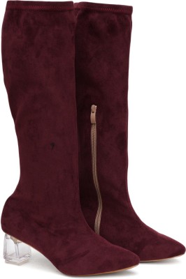 SHERRIF Boots For Women(Maroon , 8)