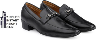 YUVRATO BAXI Men's Black Height increasing ( Elevator ) Formal Party Slip-On Shoes Slip On For Men(Black , 7)