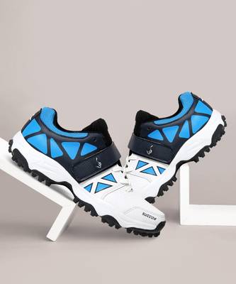 Zigaro succor white blue rubber cricket Cricket Shoes For Men