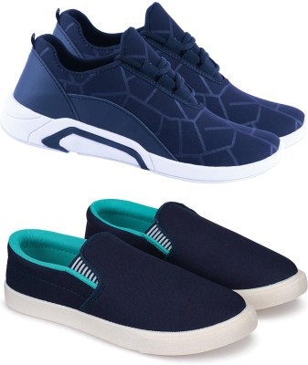 Free Kicks Combo of 2 || FK- Lysha & Fitman Trendy Running Shoes For Men(Navy, Blue)