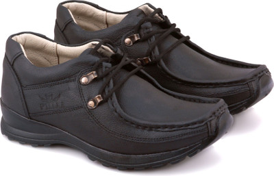 PILLAA Leather Shoes Outdoors For Men(Black , 7)