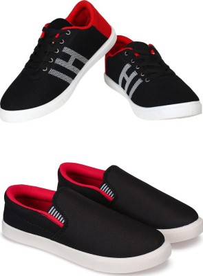 Free Kicks Combo Of 2 Shoes FK-MCW-145 & FK-Fitman Sneakers For Men(Black, Red)