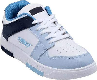 World Wear Footwear Men's Casual Sneakers Shoes | Anti-Slip | Modern Design | All-Day Comfort Sneakers For Men(White, Blue , 7)