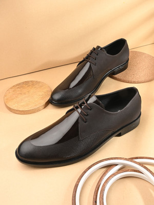 INVICTUS Invictus Men Brown Embroidered Formal Lace Up Derby Derby For Men(Brown , 10)