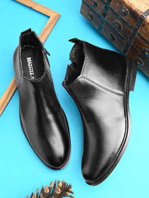 Roadster Men black solid formal office wear casual round toe comfortable mid top chelsea Boots For Men(Black , 10)