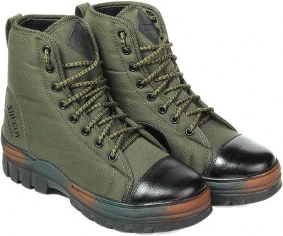 XHUGOY XHUGOY JB-2 Men's Green Jungle Combat Hunter Boots PU High Ankle Boots For Men(Green , 5)