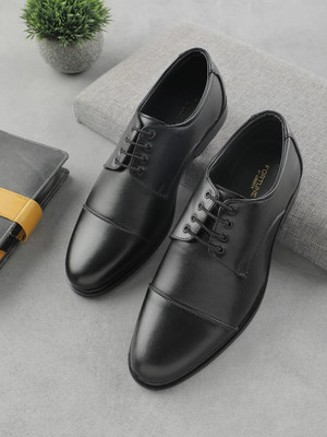 LIBERTY Fortune HML-13E Formal Lacing Shoes With PU Sole | Lightweight and Comfortable Oxford For Men(Black , 10)