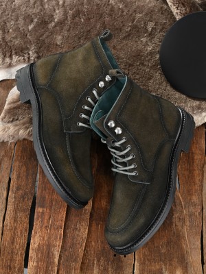 SAN FRISSCO outdoors for men|boots for men|suede boots for men|trekking shoes Boots For Men(Olive)