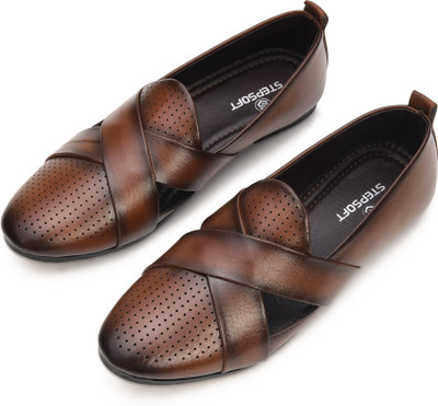 Stepsoft IT5105 Mocassin For Men(Tan , 9)