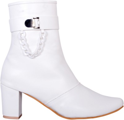 Aliya Designer boots white Party Wear For Women(White , 6)