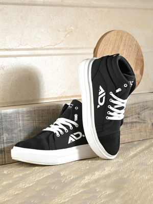 aadi Men's Comfortable Lightweight Trendy Outdoor Classy Lace Up Casual Ankle Boots High Tops For Men(Black , 7)