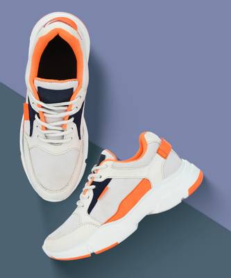 Bucik Men's White Synthetic Leather Lace-Up Casual Shoe's For Men