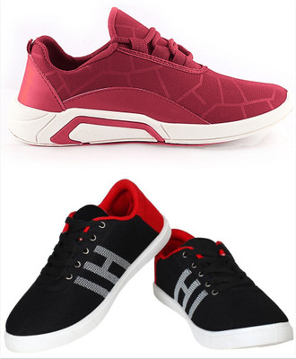 Free Kicks Combo Of 2 Shoes FK-MCW-145 & FK-Lysha Sneakers For Men(Maroon , 9)