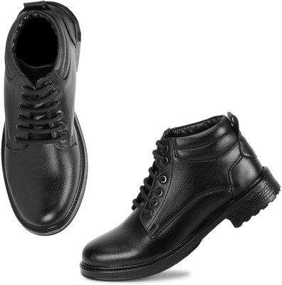 Wenzel Micro Leather Lace Up Office wear Formal Boots For Men(Black , 7)