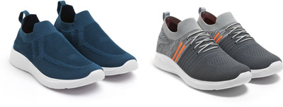 Face Stylish Sports Shoes for Men – Ideal for Running, Gym & Training Sneakers For Men(Grey, Orange, Blue , 9)